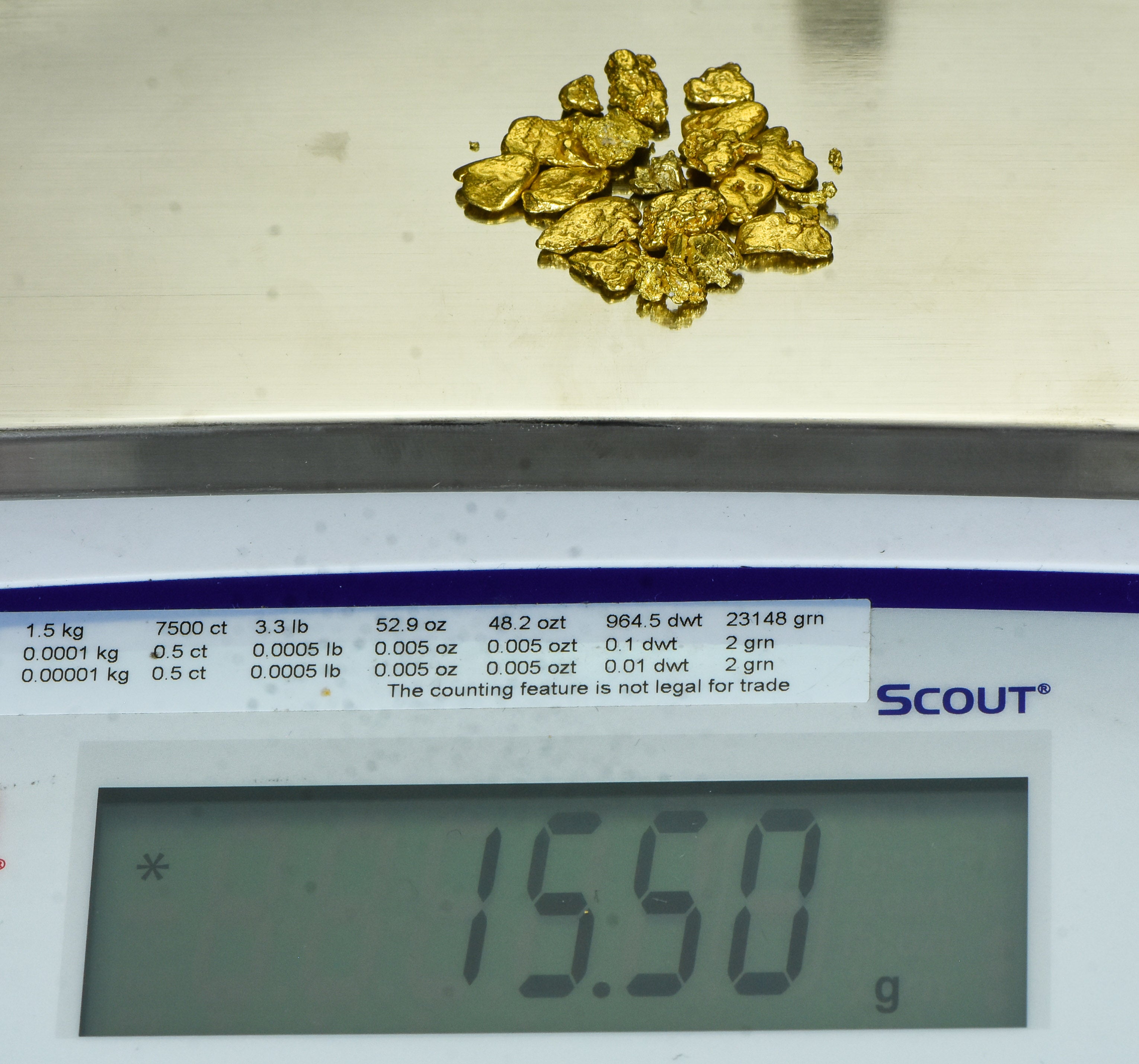 Alaskan-Yukon BC Natural Gold Nugget #4 Mesh 1/2 Troy Ounce 15.55 Gram 10 DWT