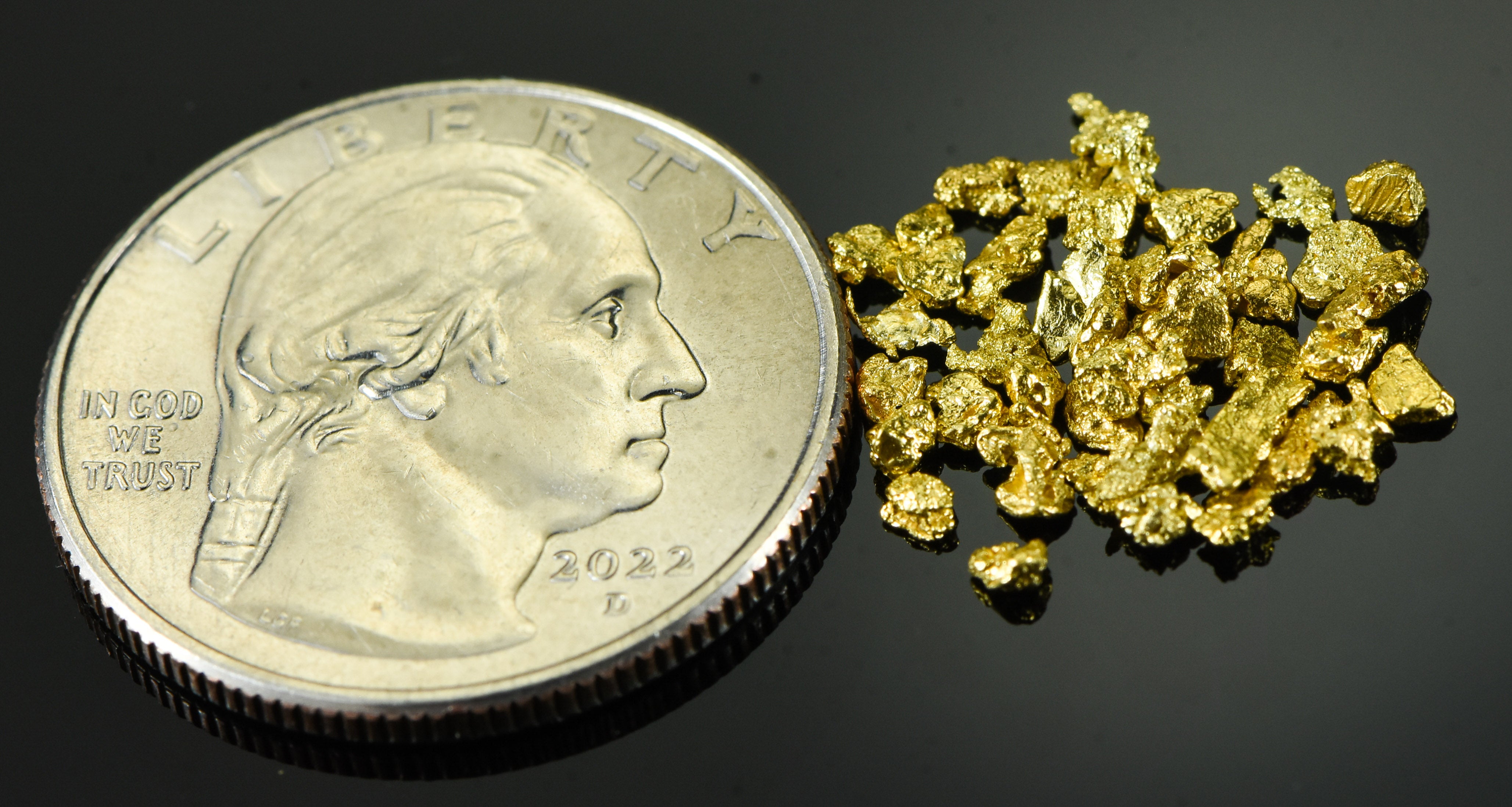 Alaskan Yukon Gold Rush Nuggets 12 Mesh .05 Troy Oz. 1.55 Grams or 1 DWT