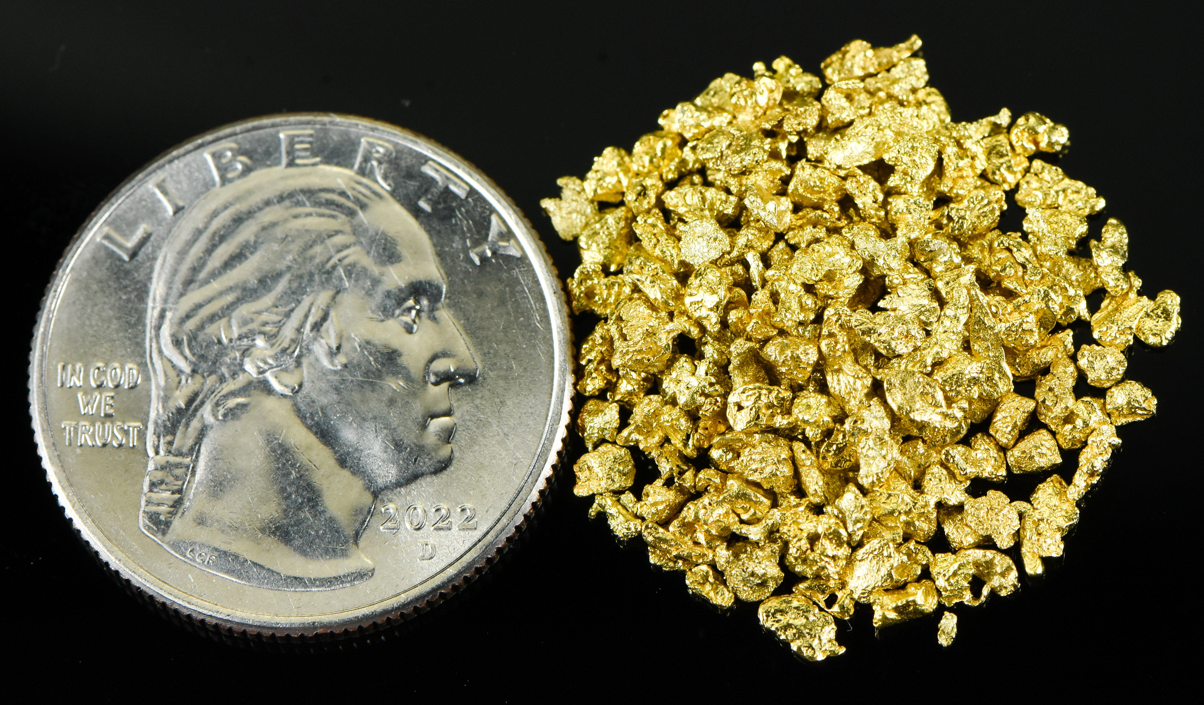 Alaskan Yukon BC Gold Nuggets 12 Mesh 1/4 Troy Oz 7.75 Grams or 5 DWT