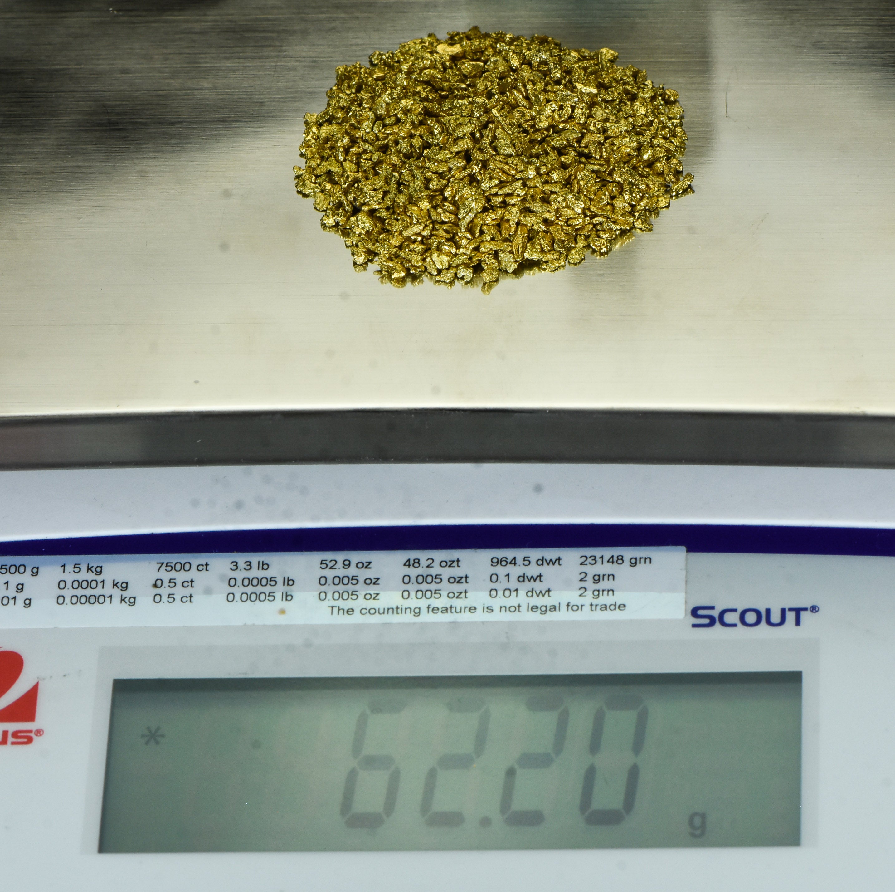 Alaskan Yukon Gold Rush Nuggets 12 Mesh 2 Troy Ounce 62.2 Gram 40 DWT