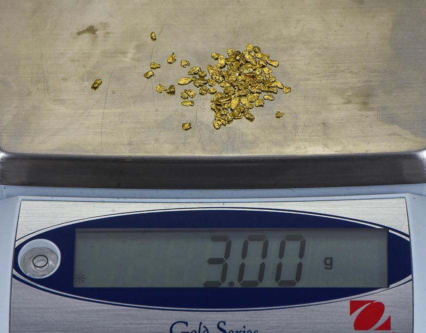 California Gold Nuggets 3 Grams of #14 Mesh Gold Authentic Natural Flakes