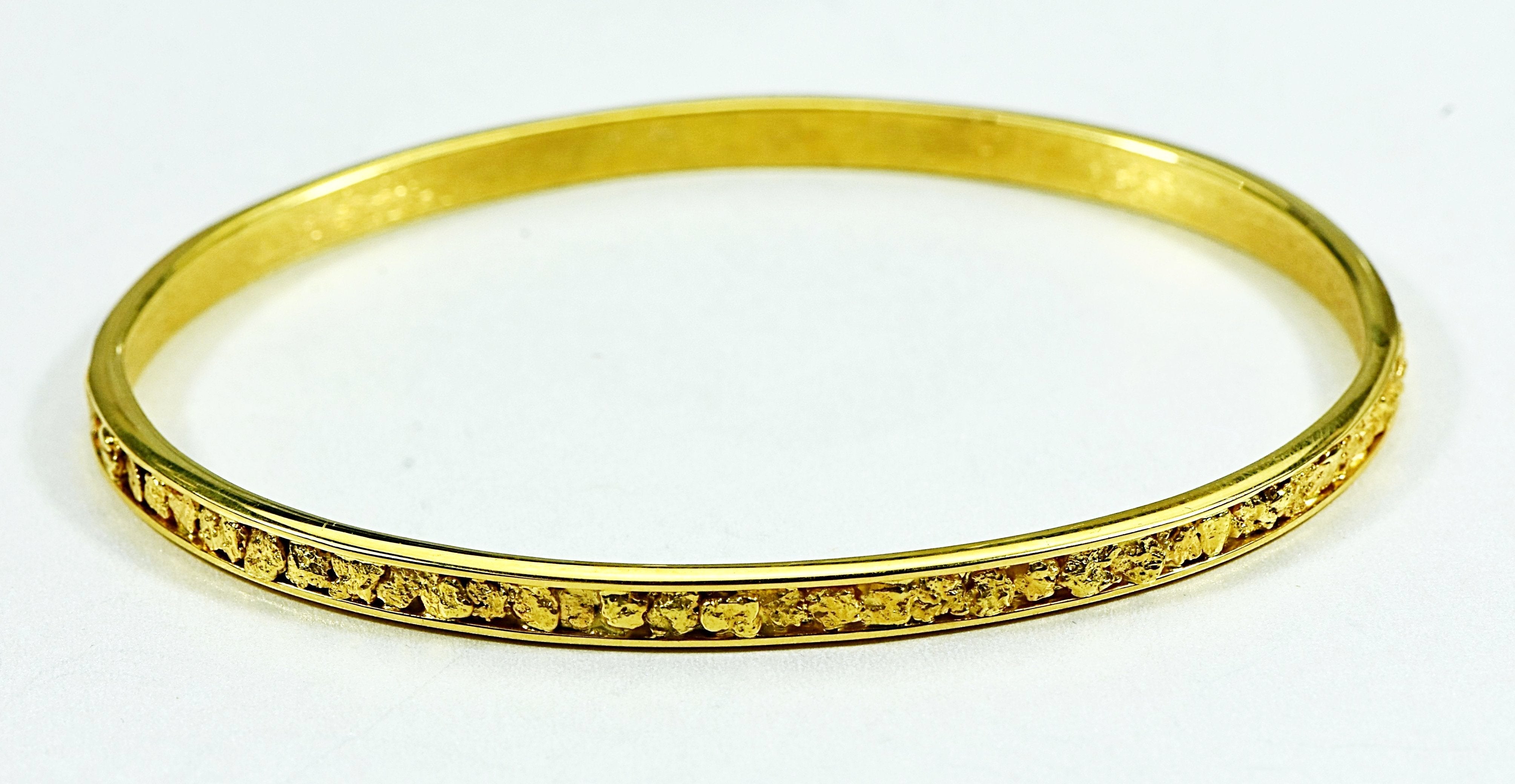 Gold Nugget Bracelet Bangle Style Bbs4Mm Orocal Hand Made - Alaskan Yukon Bc 21.64 Grams Jewelry