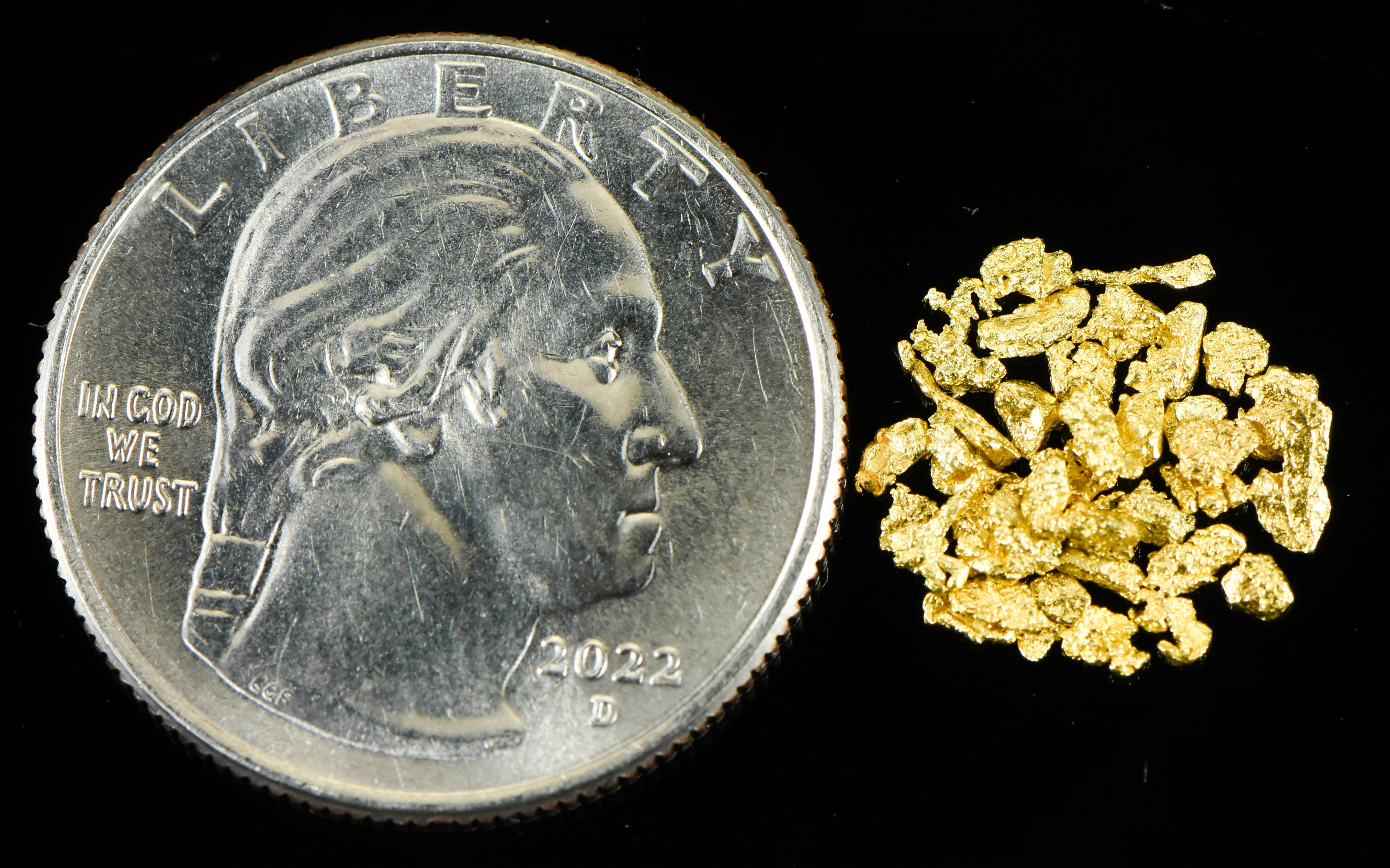 Alaskan Yukon Gold Rush Nuggets 14 Mesh .025 Troy Oz .78 Grams or 1/2 DWT