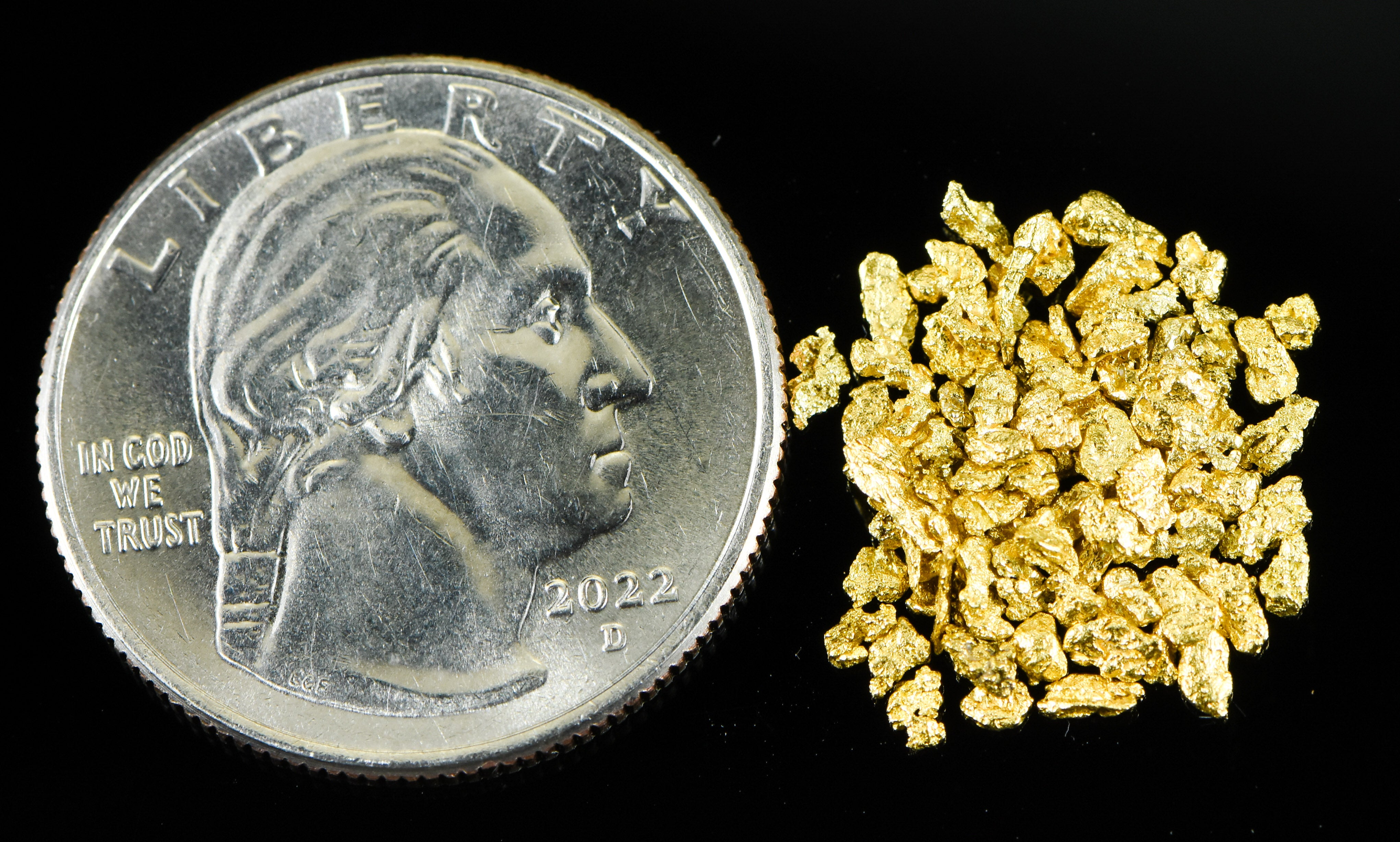 Alaskan Yukon Gold Rush Nuggets 14 Mesh 2 Grams of Fines