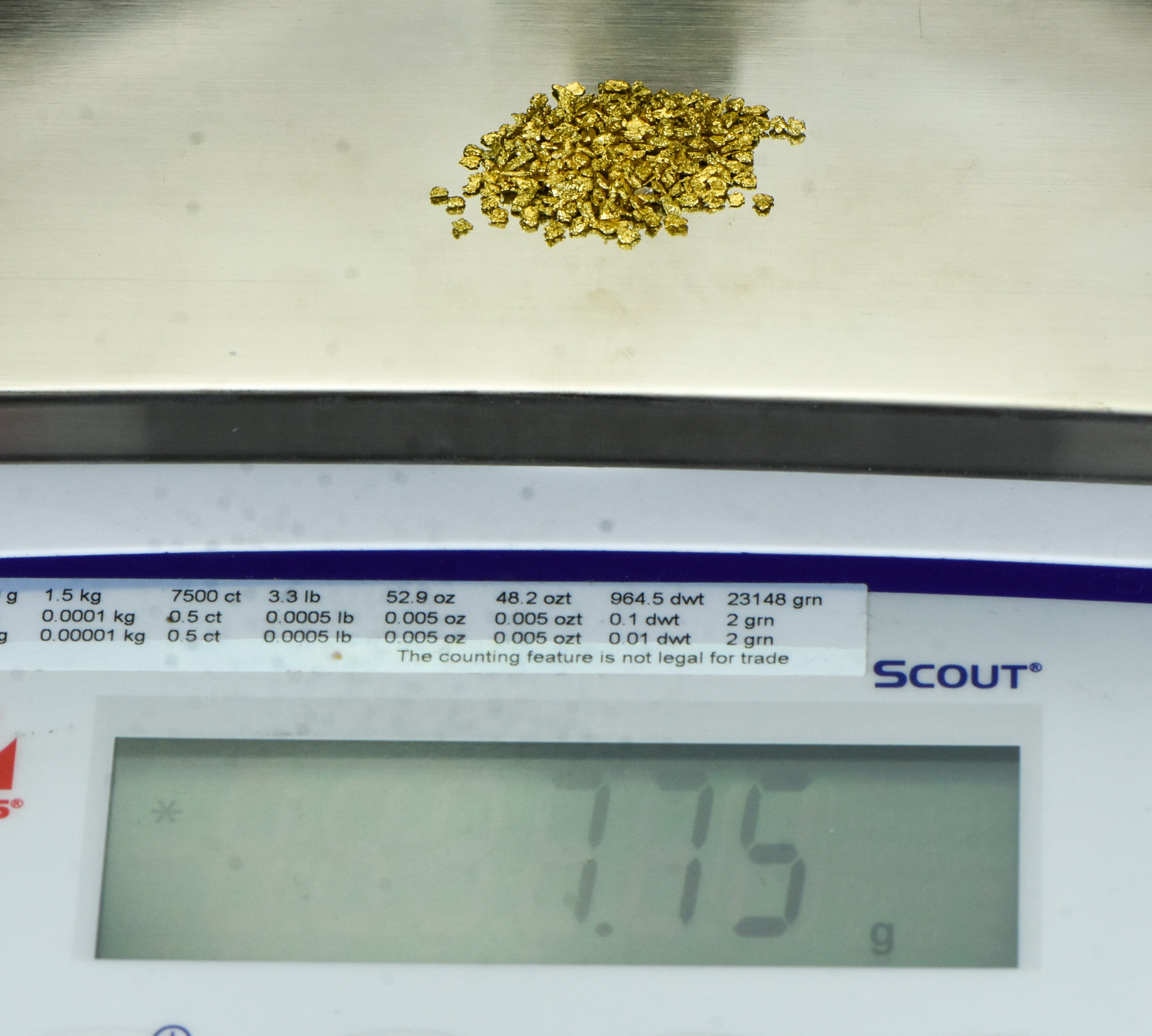 Alaskan Yukon Gold Rush Nuggets 14 Mesh 1/4 Troy Oz 7.75 Grams or 5 DWT
