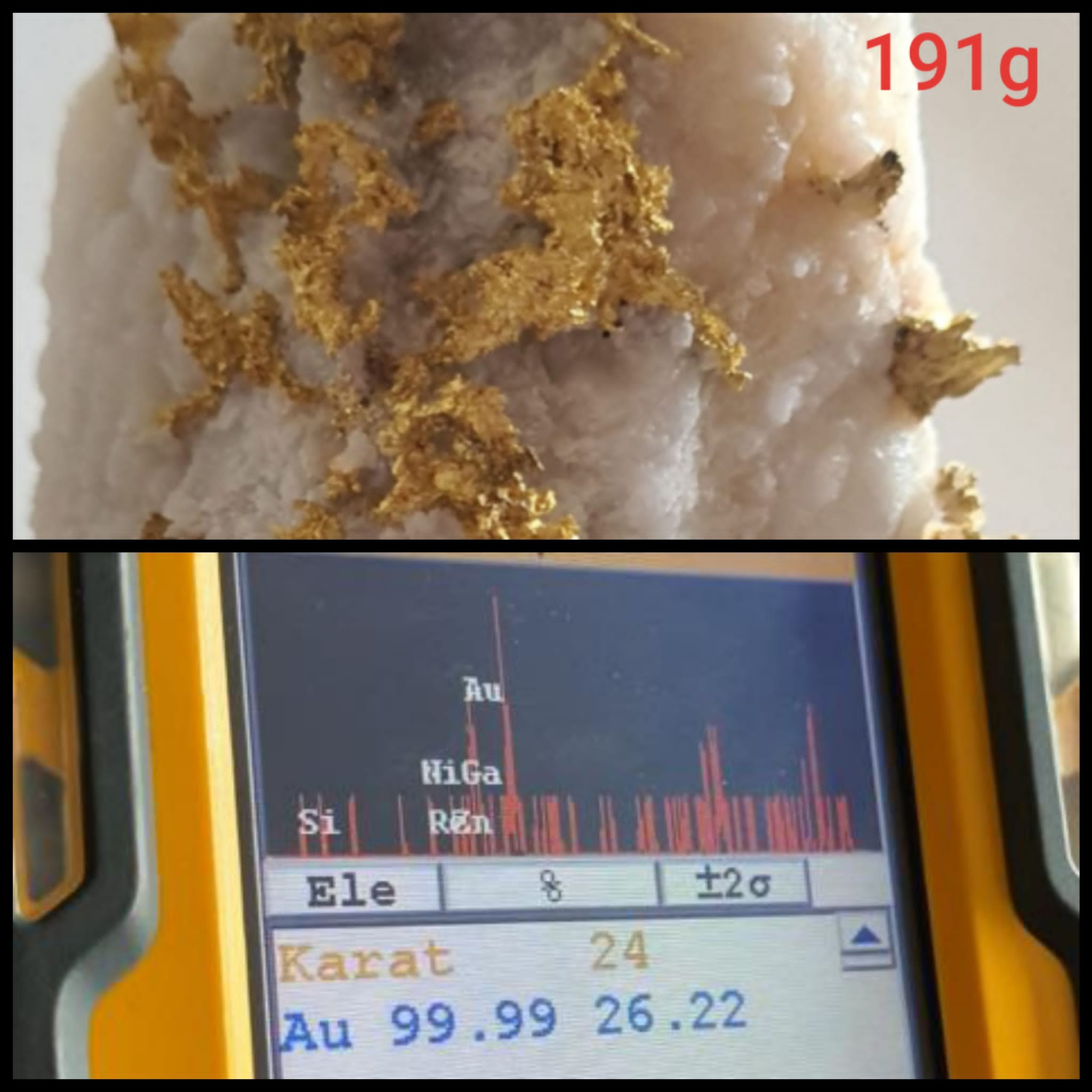 Rare Italian Crystalline Gold Quartz Nugget Specimen 191.00 Grams - Brussons Gold Mine