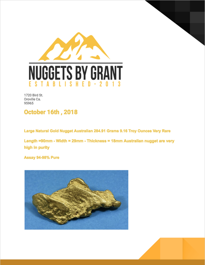 Personalized Australian Gold Nugget Story & Appraisal Light Up Collectors Box Aussie Nuggets Over 50
