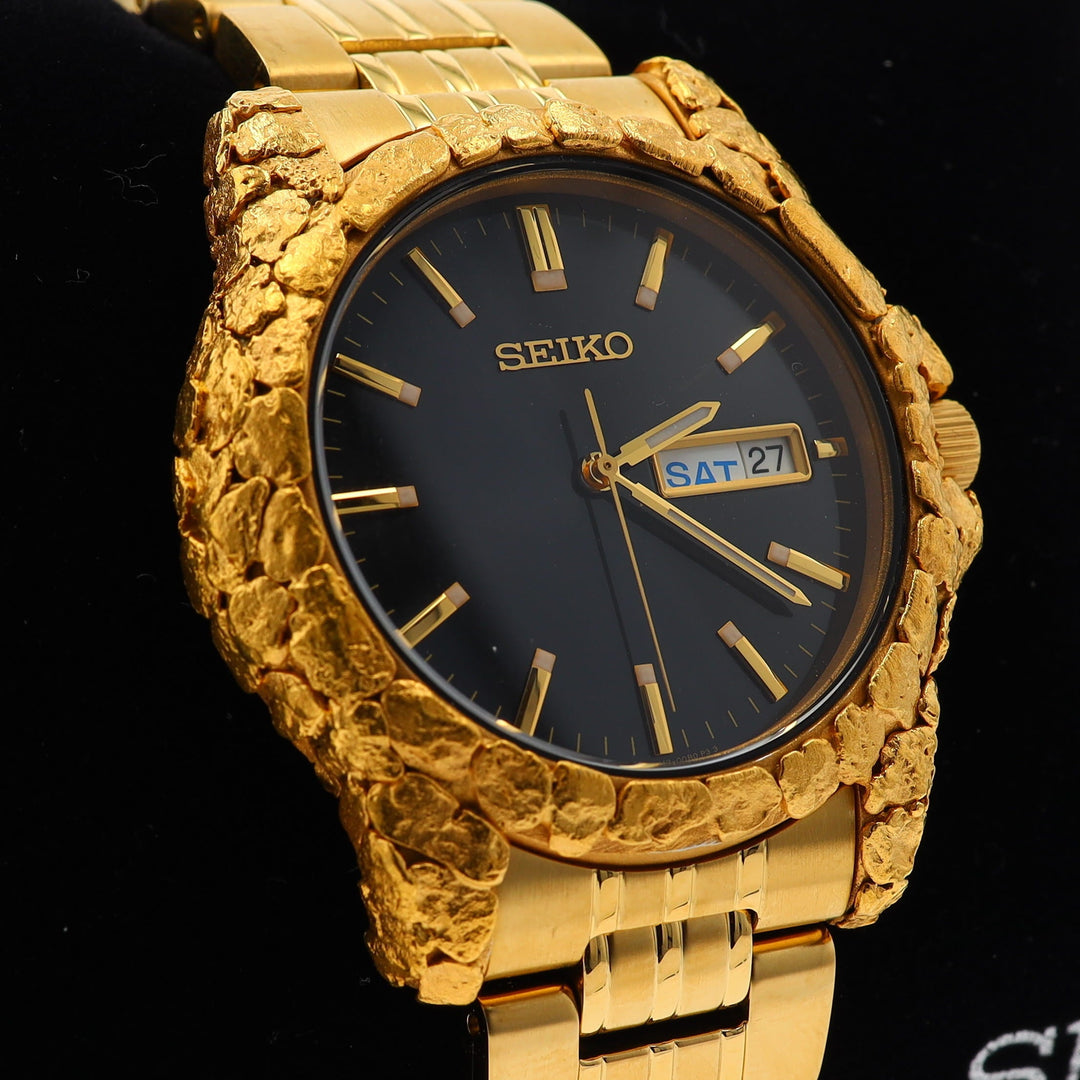 Seiko Gold Nugget Overlay Watch by Orocal Nuggets By Grant