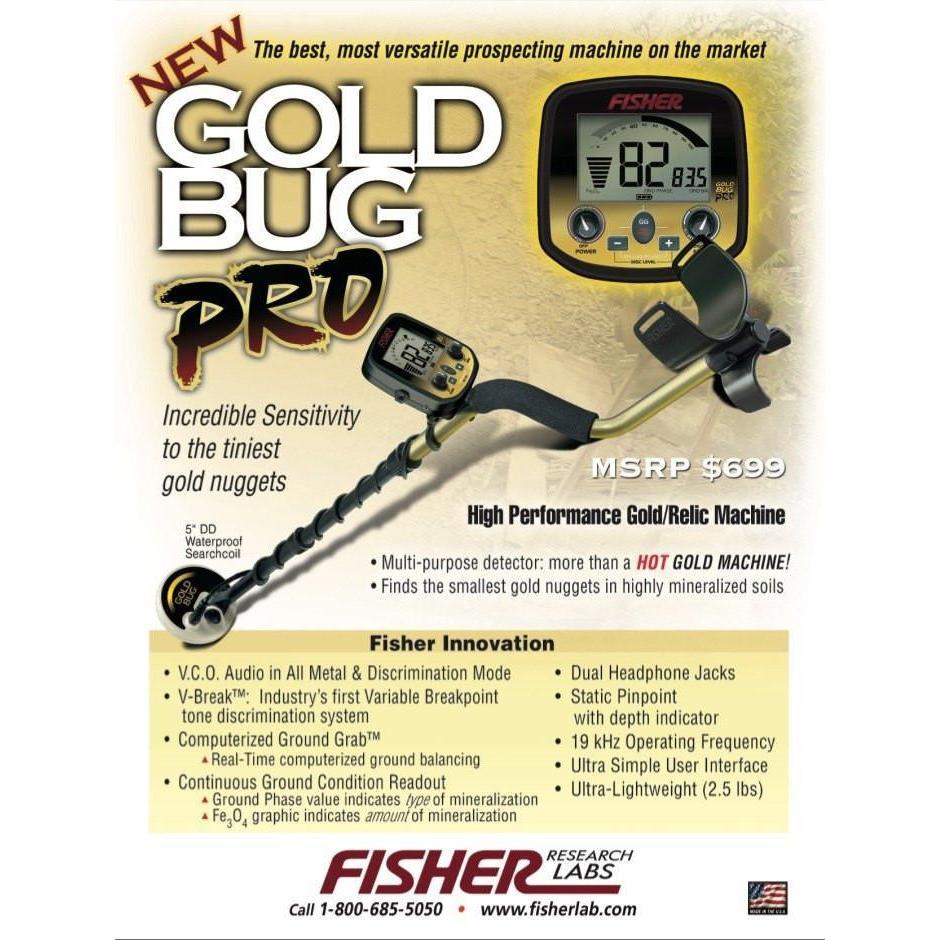 Fisher Gold Bug Pro Combo Metal Detector-Destination Gold Detectors