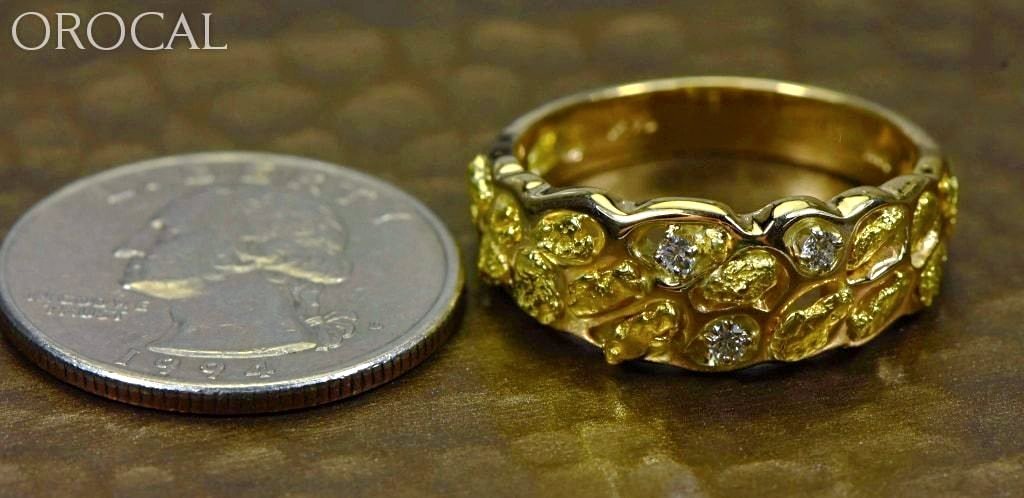 Gold Nugget Mens Ring Orocal Rm210D9 Genuine Hand Crafted Jewelry - 14K Casting