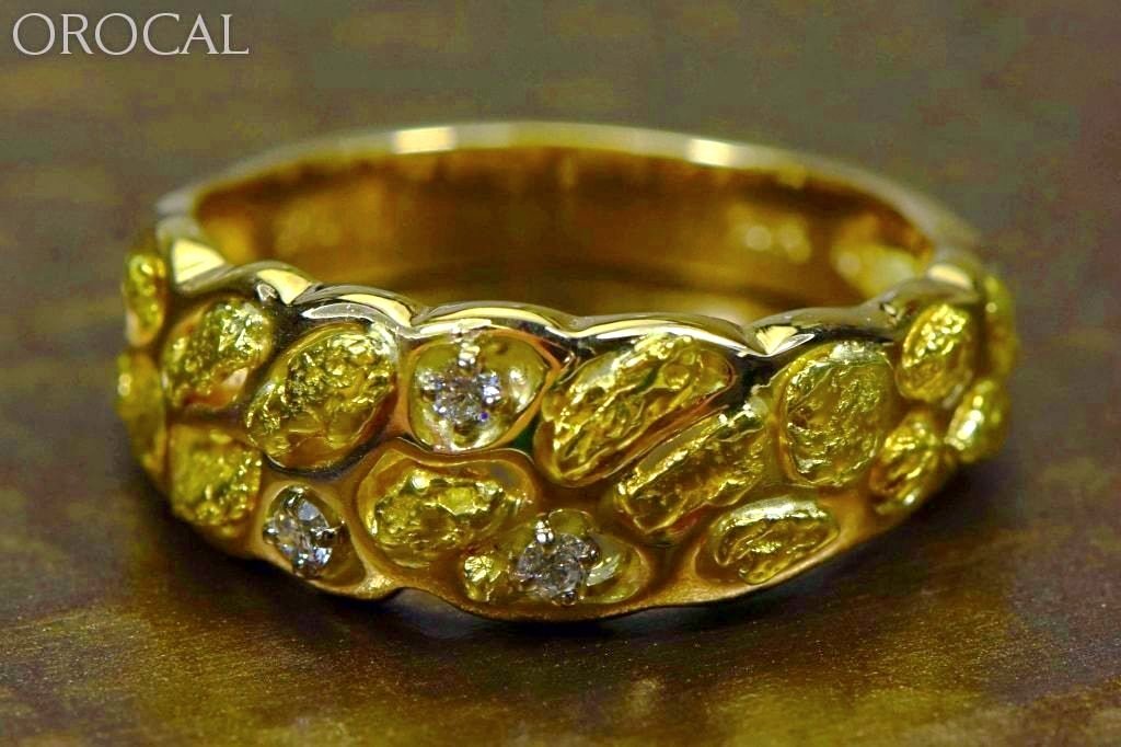 Gold Nugget Mens Ring Orocal Rm210D9 Genuine Hand Crafted Jewelry - 14K Casting
