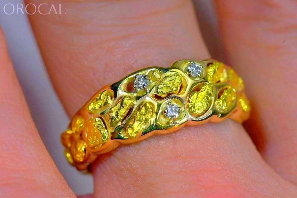 Gold Nugget Mens Ring Orocal Rm210D9 Genuine Hand Crafted Jewelry - 14K Casting