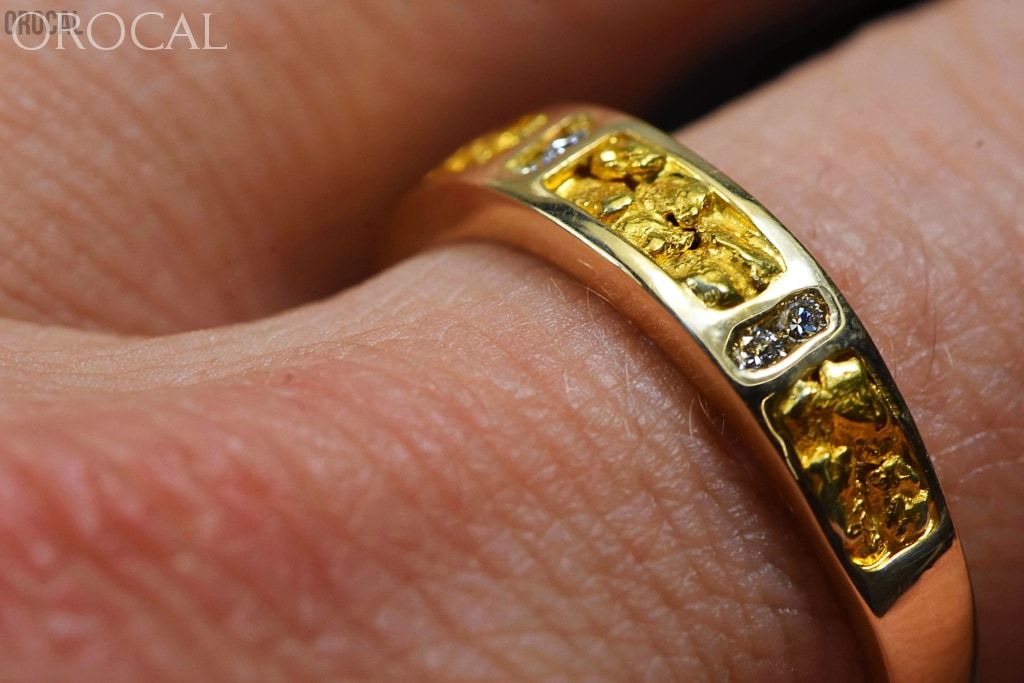 Gold Nugget Mens Ring Orocal Rm733D8N Genuine Hand Crafted Jewelry - 14K Casting
