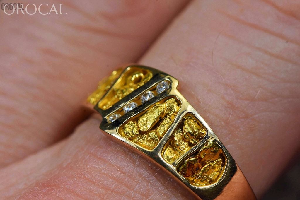 Gold Nugget Mens Ring Orocal Rm882Dn Genuine Hand Crafted Jewelry - 14K Casting