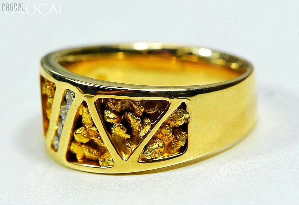 Gold Nugget Mens Ring Orocal Rm883D20N Genuine Hand Crafted Jewelry - 14K Casting