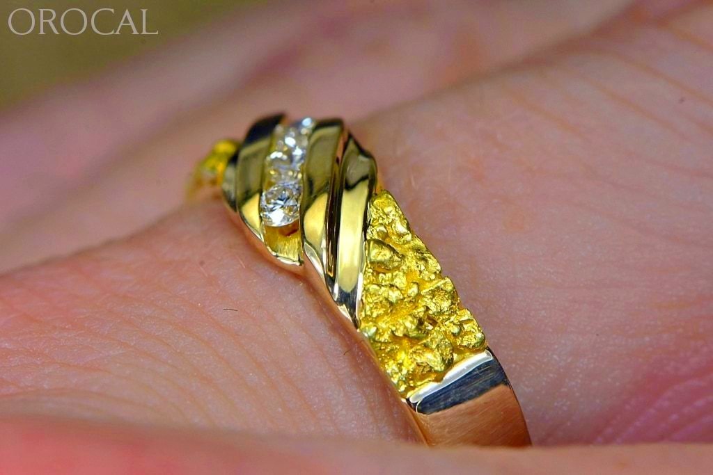 Gold Nugget Mens Ring Orocal Rmaj036D Genuine Hand Crafted Jewelry - 14K Casting