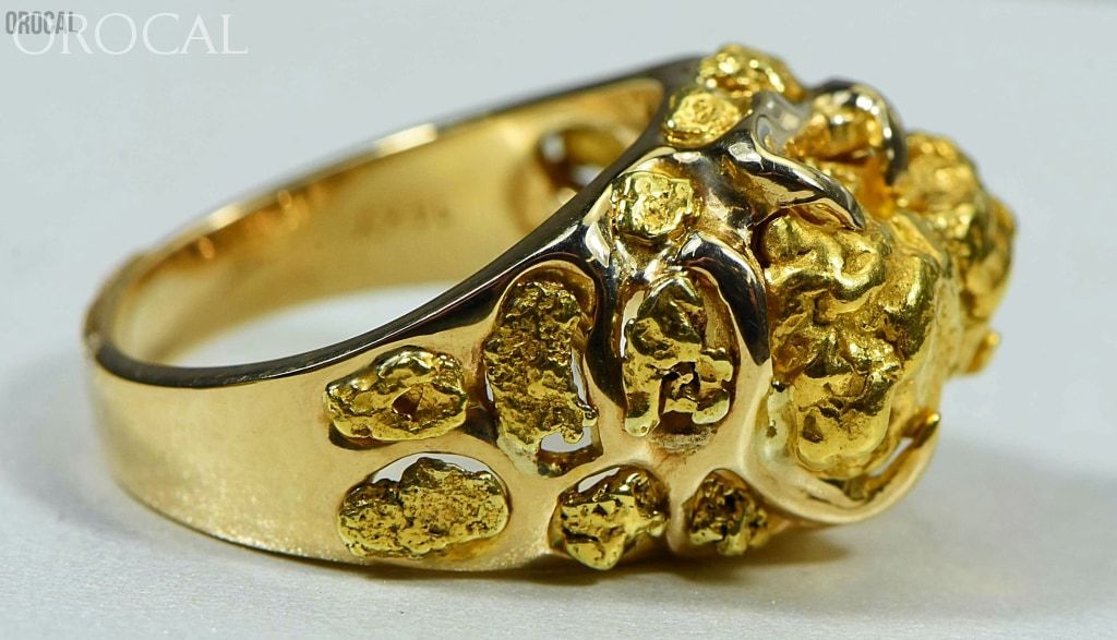 Gold Nugget Mens Ring Orocal Rmen102 Genuine Hand Crafted Jewelry - 14K Casting