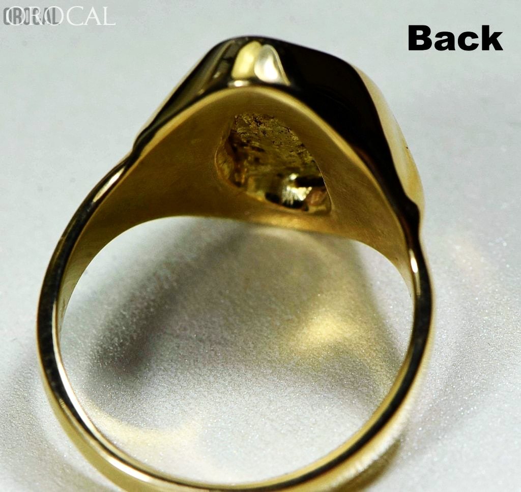 Gold Nugget Mens Ring Orocal Rmen122 Genuine Hand Crafted Jewelry - 14K Casting