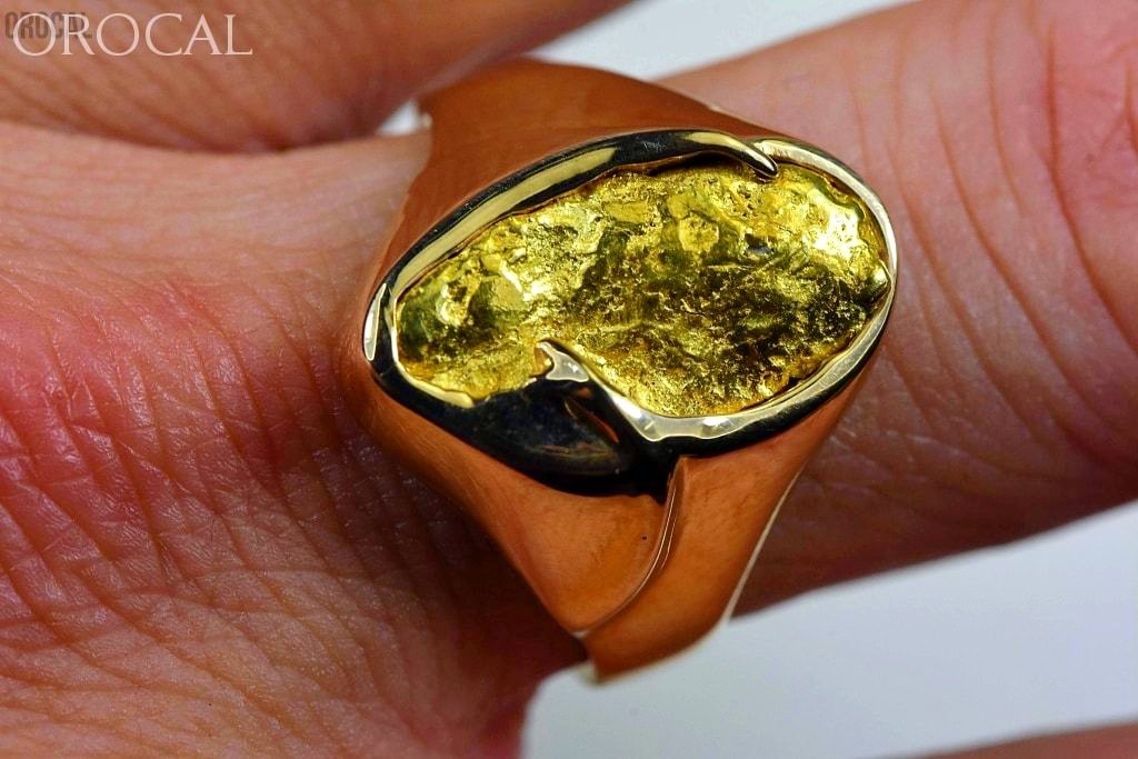 Gold Nugget Mens Ring Orocal Rmen122 Genuine Hand Crafted Jewelry - 14K Casting
