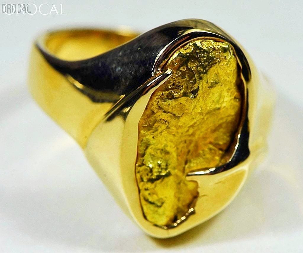Gold Nugget Mens Ring Orocal Rmen122 Genuine Hand Crafted Jewelry - 14K Casting