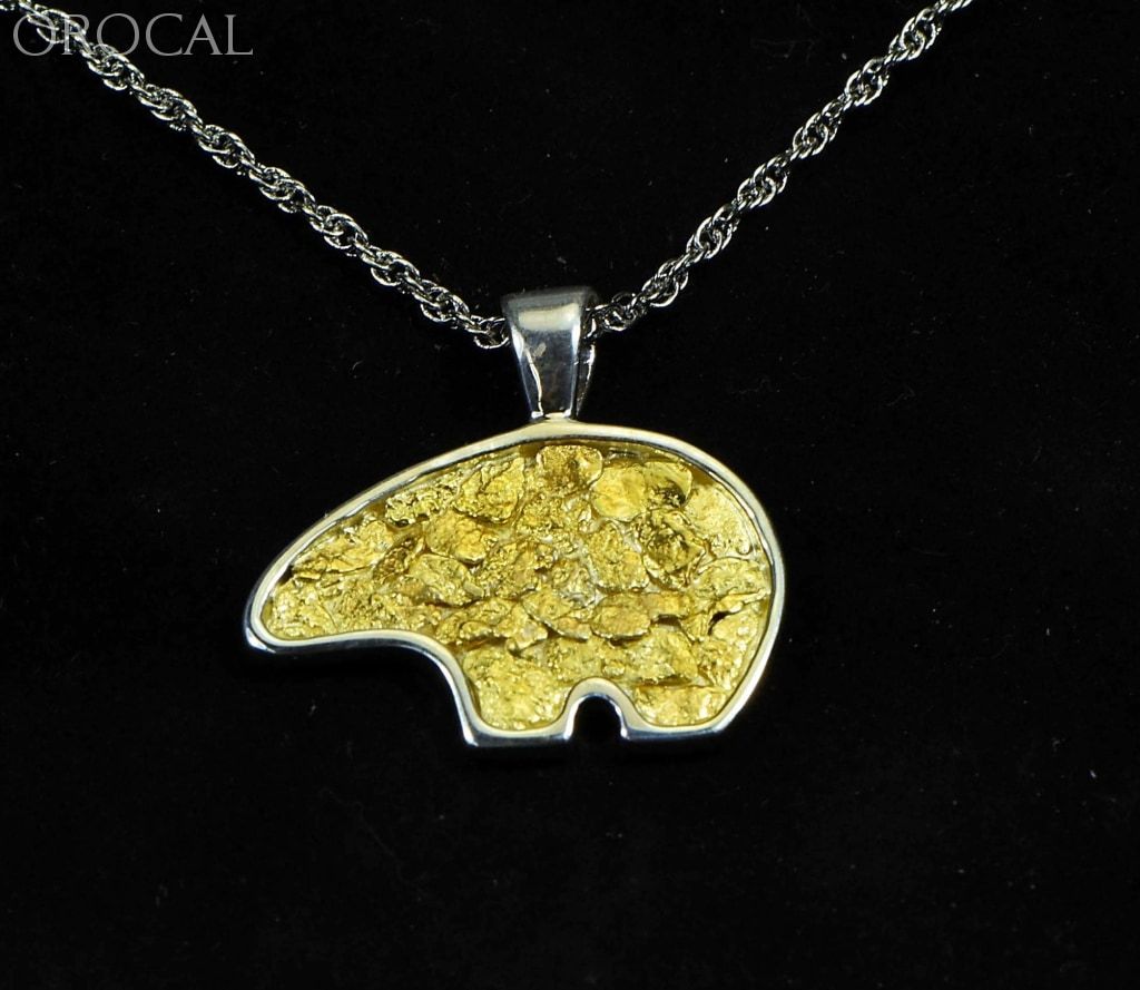 Gold Nugget Pendant Bear - Sterling Silver Pbr1Jnssx Hand Made Orocal Jewelry