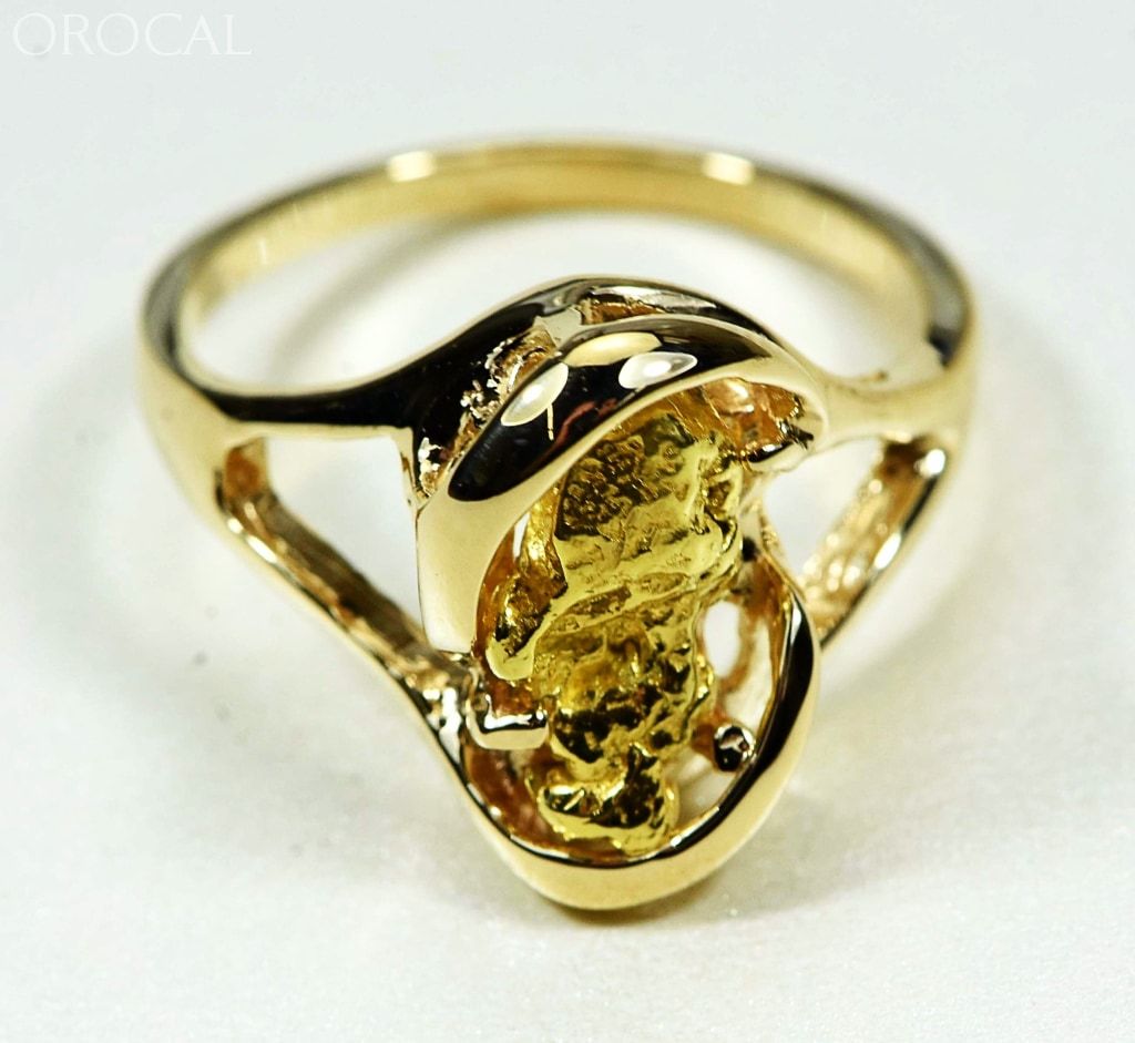 Gold Nugget Womens Ring Orocal Rl784Sn Genuine Hand Crafted Jewelry - 14K Casting