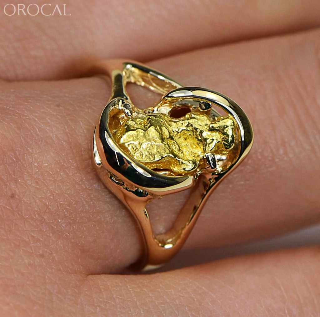 Gold Nugget Womens Ring Orocal Rl784Sn Genuine Hand Crafted Jewelry - 14K Casting