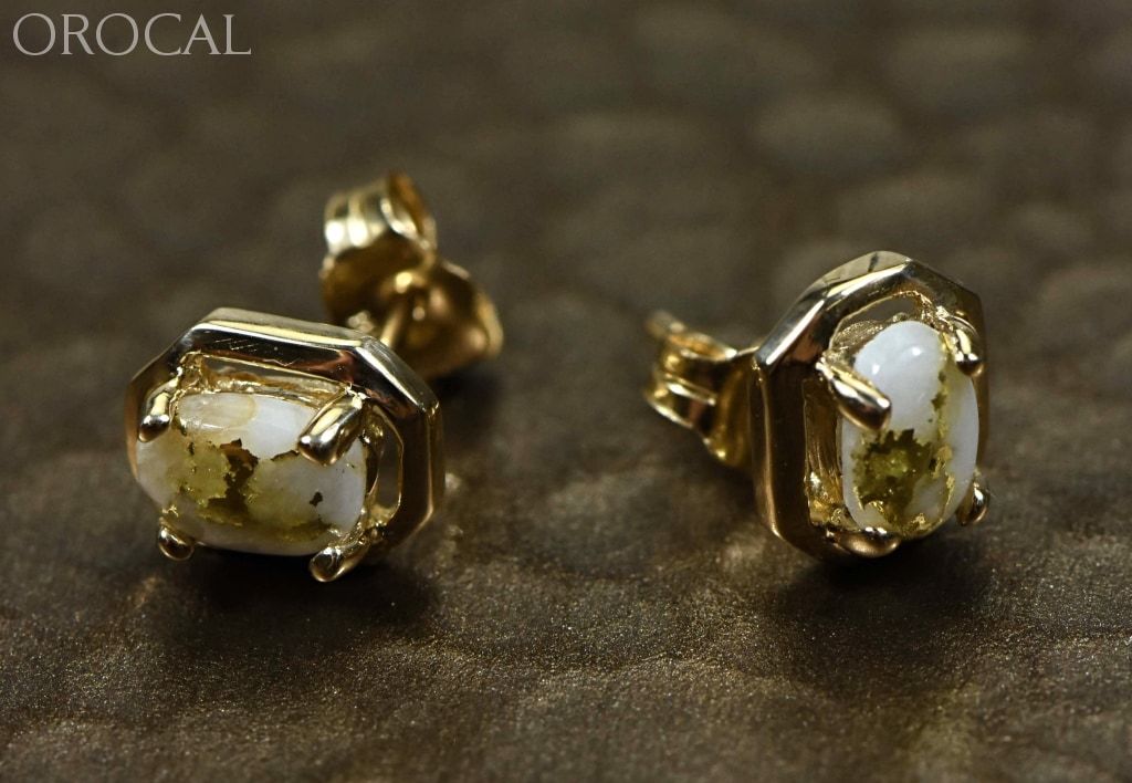 Gold Quartz Earrings Orocal En452Q Genuine Hand Crafted Jewelry - 14K Yellow Casting