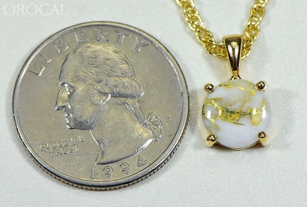 Gold Quartz Pendant Orocal P10Mmqx Genuine Hand Crafted Jewelry - 14K Yellow Casting