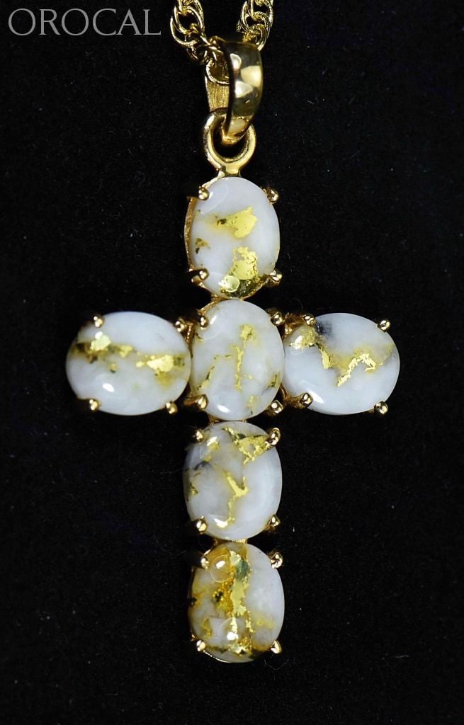 Gold Quartz Pendant Orocal Pcr1162Q Genuine Hand Crafted Jewelry - 14K Yellow Casting