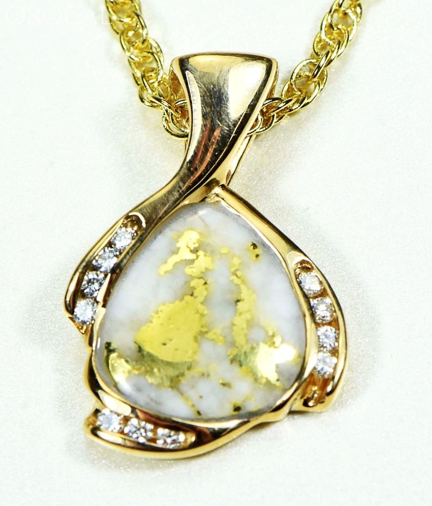 Gold Quartz Pendant Orocal Pdl105Sd16.5Qx Genuine Hand Crafted Jewelry - 14K Yellow Casting