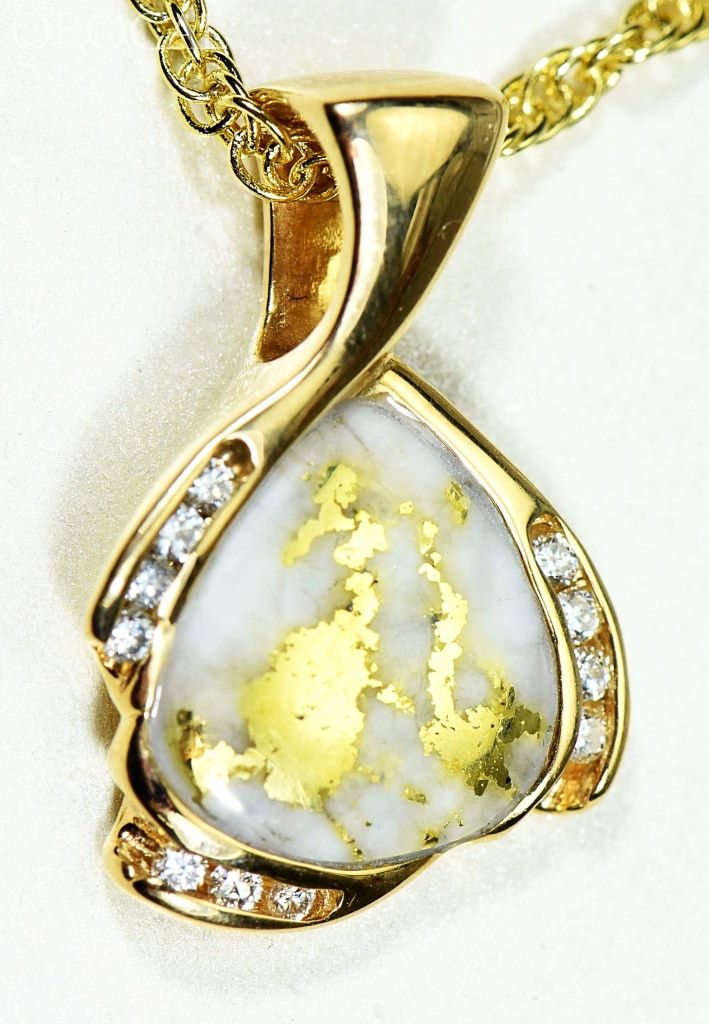 Gold Quartz Pendant Orocal Pdl105Sd16.5Qx Genuine Hand Crafted Jewelry - 14K Yellow Casting