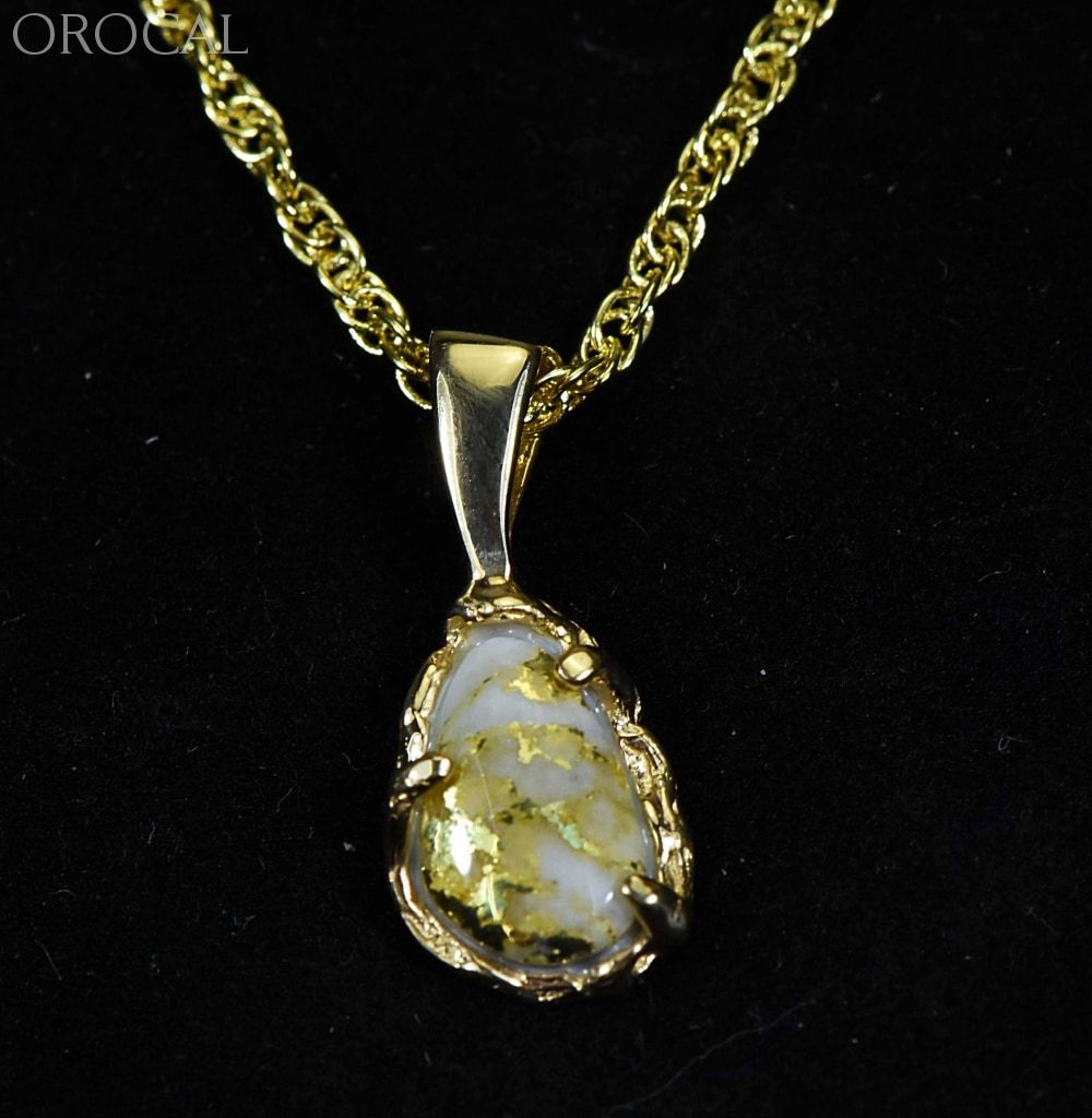 Gold Quartz Pendant Orocal Pffq4 Genuine Hand Crafted Jewelry - 14K Yellow Casting
