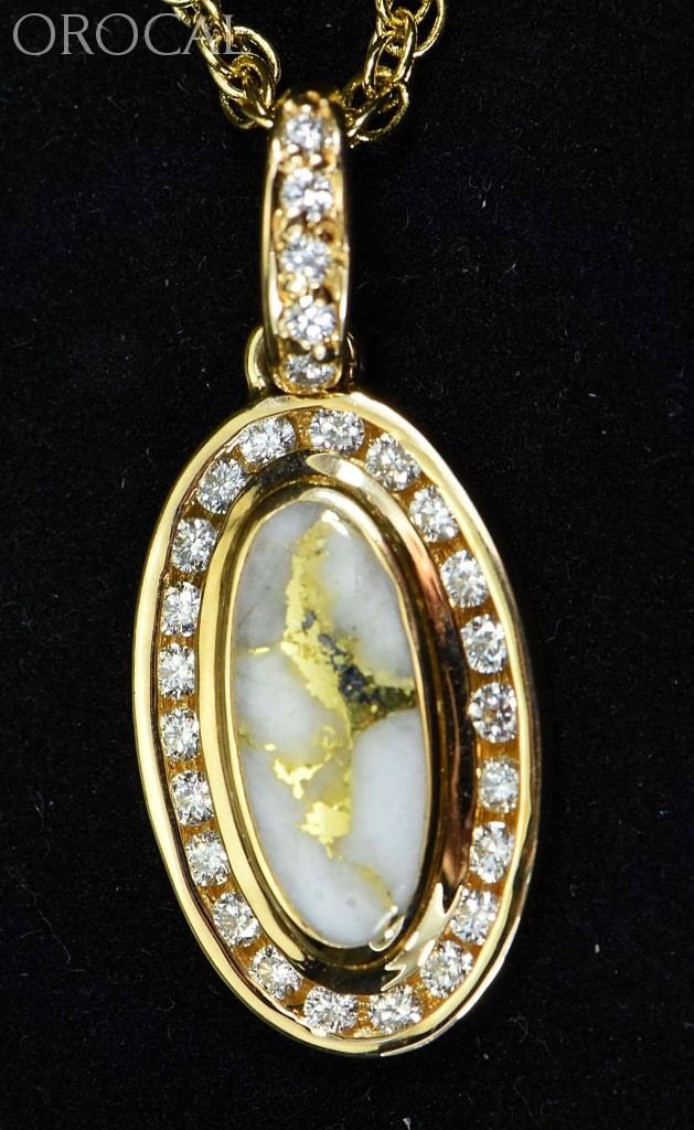 Gold Quartz Pendant Orocal Pn1049Dqx Genuine Hand Crafted Jewelry - 14K Yellow Casting