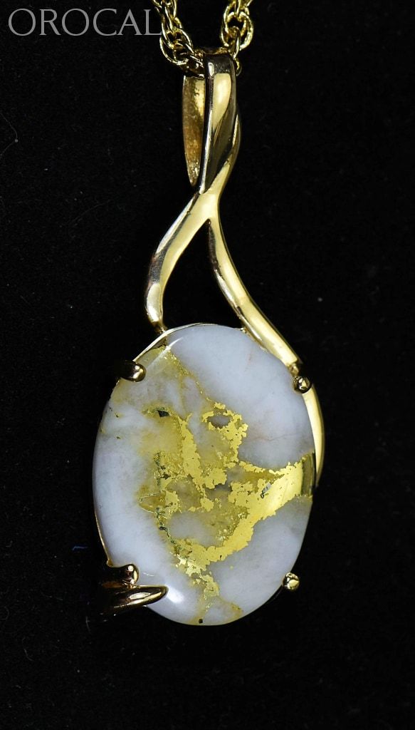Gold Quartz Pendant Orocal Pn1122Q Genuine Hand Crafted Jewelry - 14K Yellow Casting