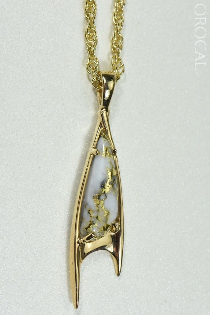 Gold Quartz Pendant Orocal Pn3700Qx Genuine Hand Crafted Jewelry - 14K Yellow Casting
