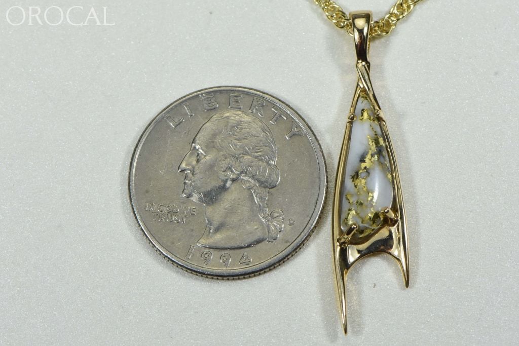 Gold Quartz Pendant Orocal Pn3700Qx Genuine Hand Crafted Jewelry - 14K Yellow Casting