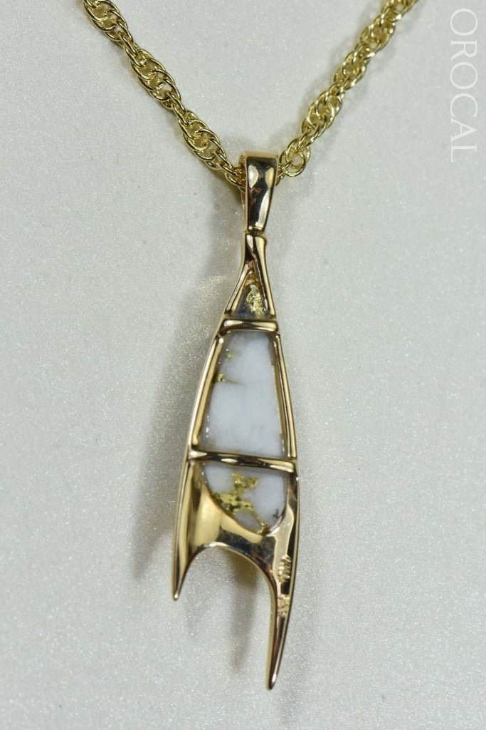 Gold Quartz Pendant Orocal Pn3700Qx Genuine Hand Crafted Jewelry - 14K Yellow Casting