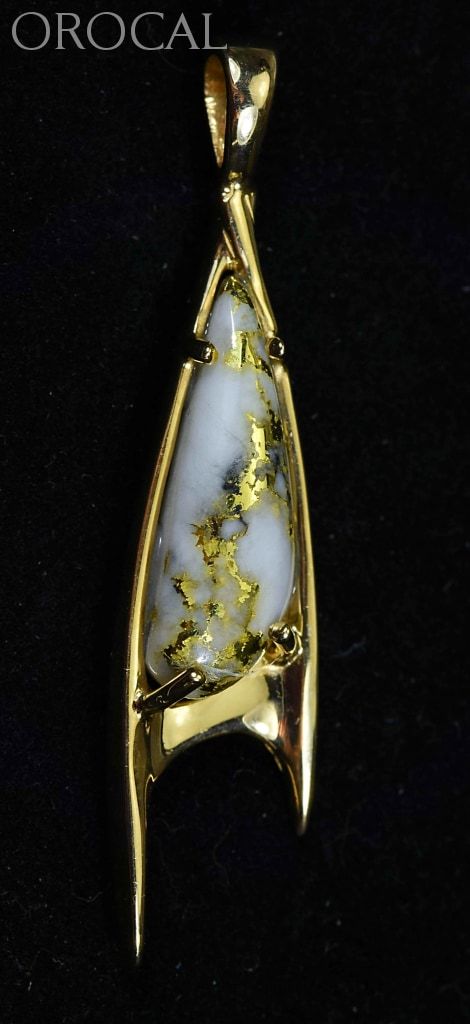 Gold Quartz Pendant Orocal Pn3700Qx Genuine Hand Crafted Jewelry - 14K Yellow Casting