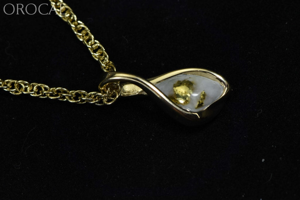 Gold Quartz Pendant Orocal Pn601Qx Genuine Hand Crafted Jewelry - 14K Yellow Casting