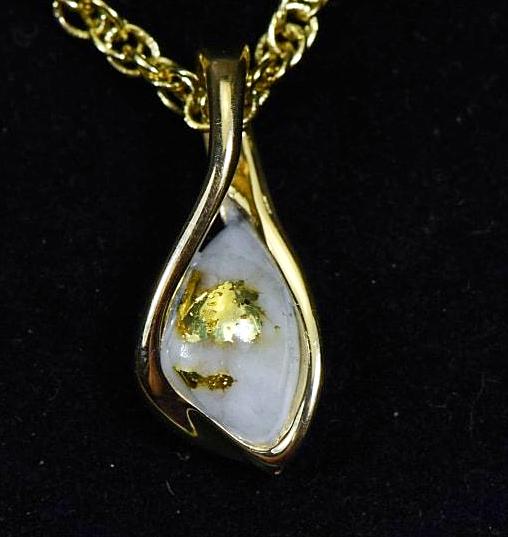 Gold Quartz Pendant Orocal Pn601Qx Genuine Hand Crafted Jewelry - 14K Yellow Casting
