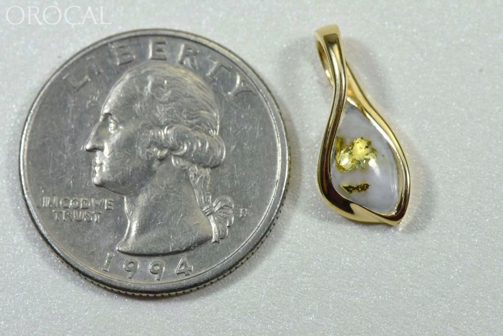 Gold Quartz Pendant Orocal Pn601Qx Genuine Hand Crafted Jewelry - 14K Yellow Casting