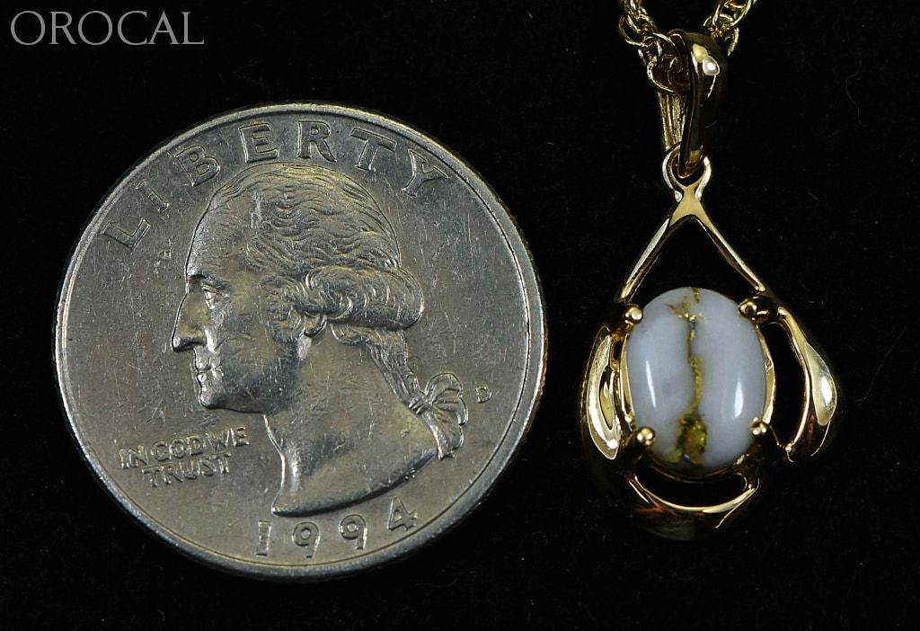 Gold Quartz Pendant Orocal Pn870Qx Genuine Hand Crafted Jewelry - 14K Yellow Casting