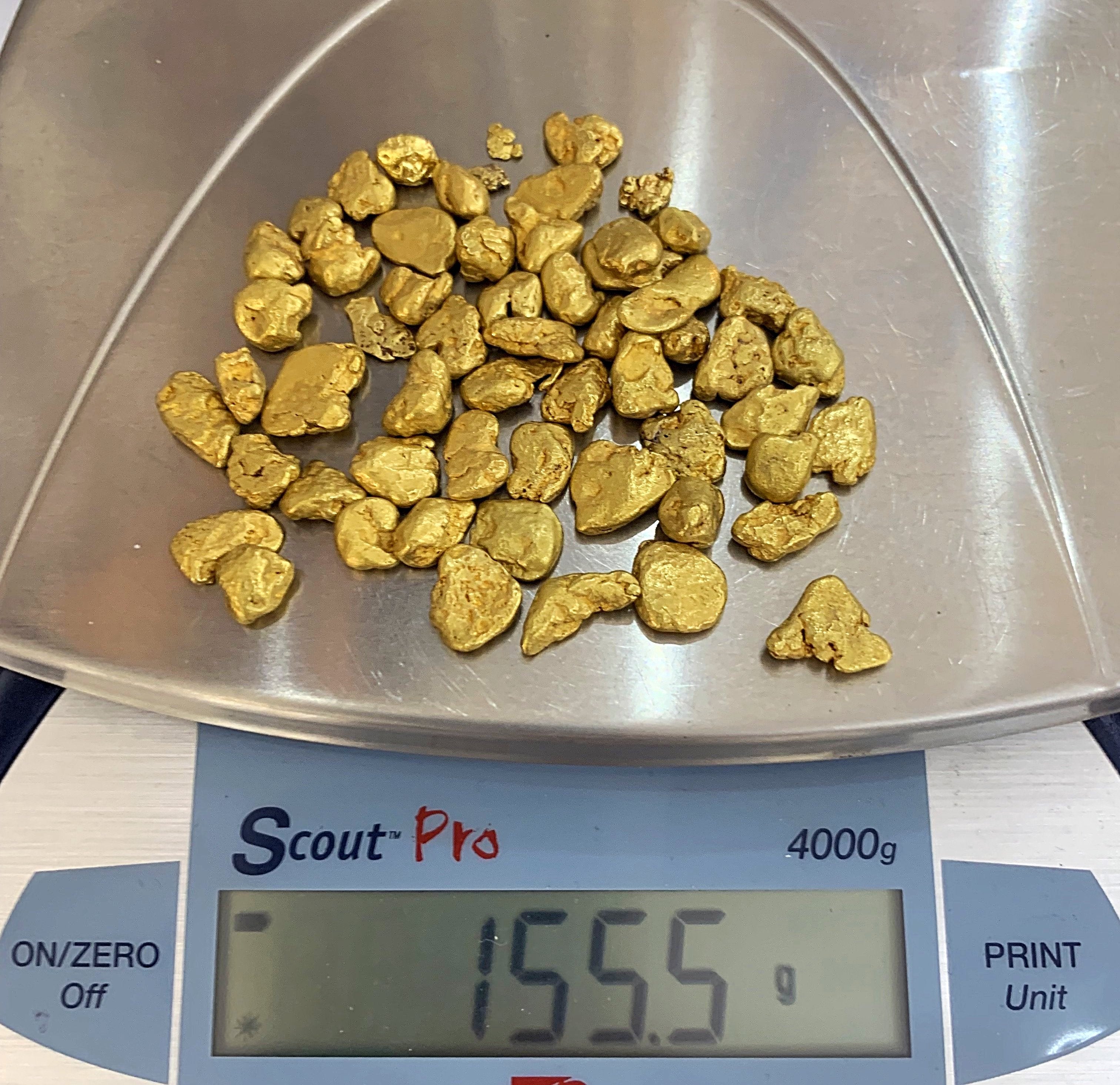 Alaskan BC Natural Gold Nugget 155.5 Gram lot of 2 to 5 gram Nuggets Genuine 5 Oz. B&C